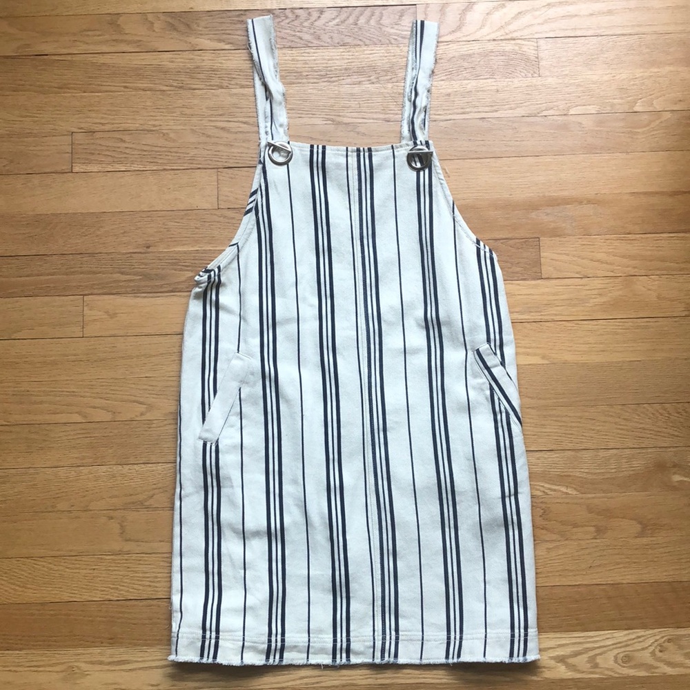 Striped Denim Overall Dress